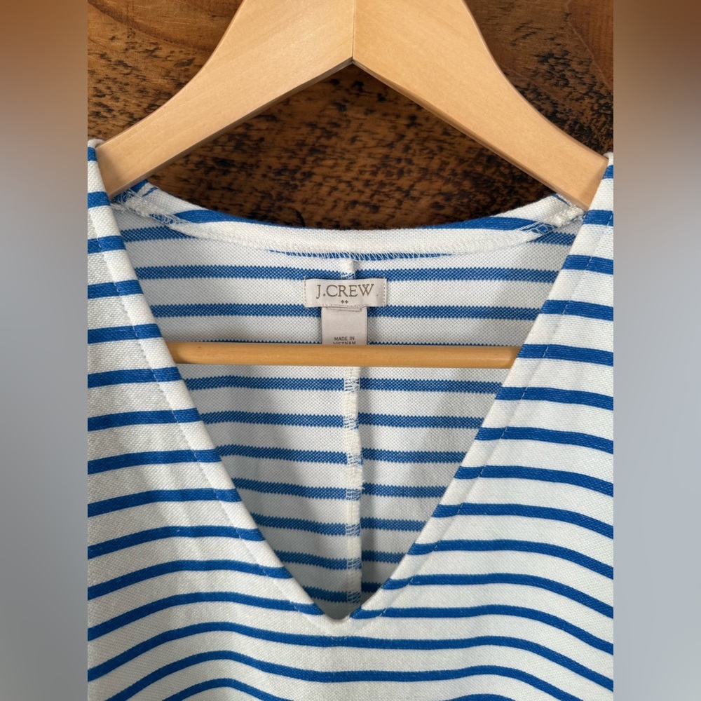 J CREW Factory Blue White Striped V-neck Shift Dress Women’s Nautical - Small - Picture 3 of 7